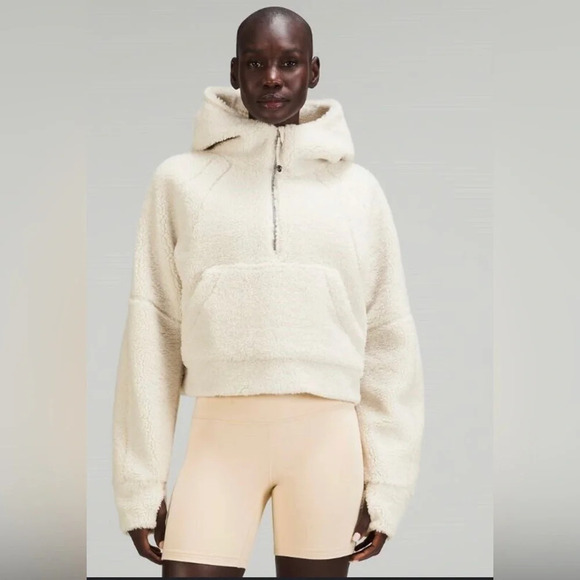 ! LULULEMON Scuba Oversized Half-Zip FLEECE Hoodie XS/S White Opal - Picture 1 of 10